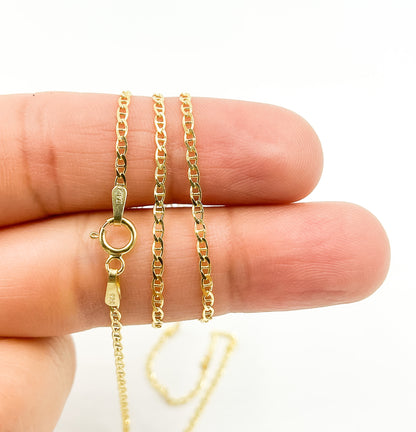 14K Solid Gold Flat Marina Link Chain