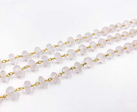 Rose Quartz Wire Wrap Chain