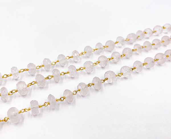 Rose Quartz Wire Wrap Chain