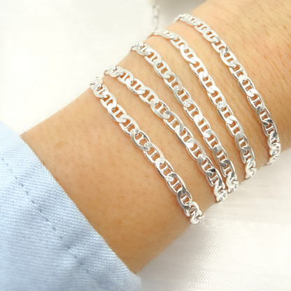 Sterling Silver Flat Marina Link Chain