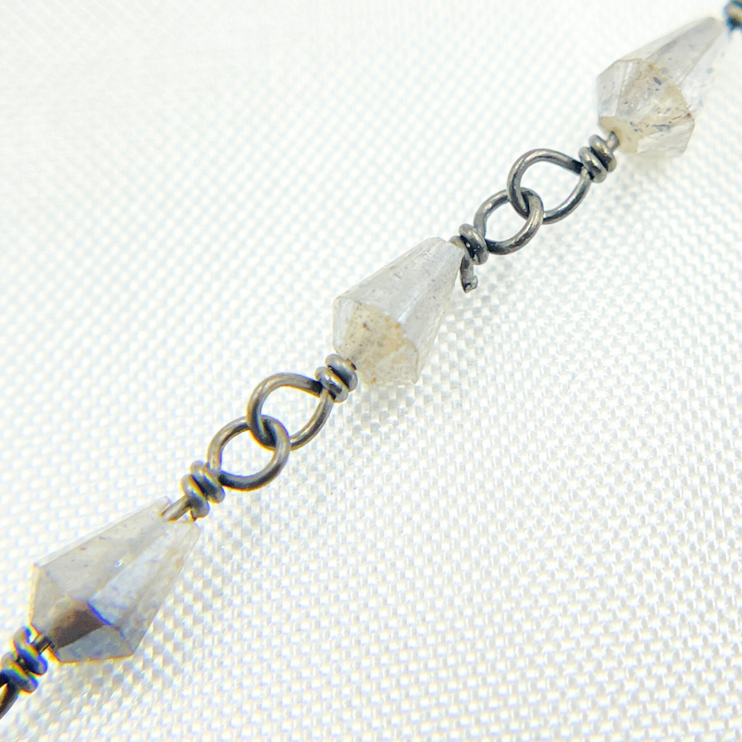 Coated Labradorite Oxidized Wire Chain