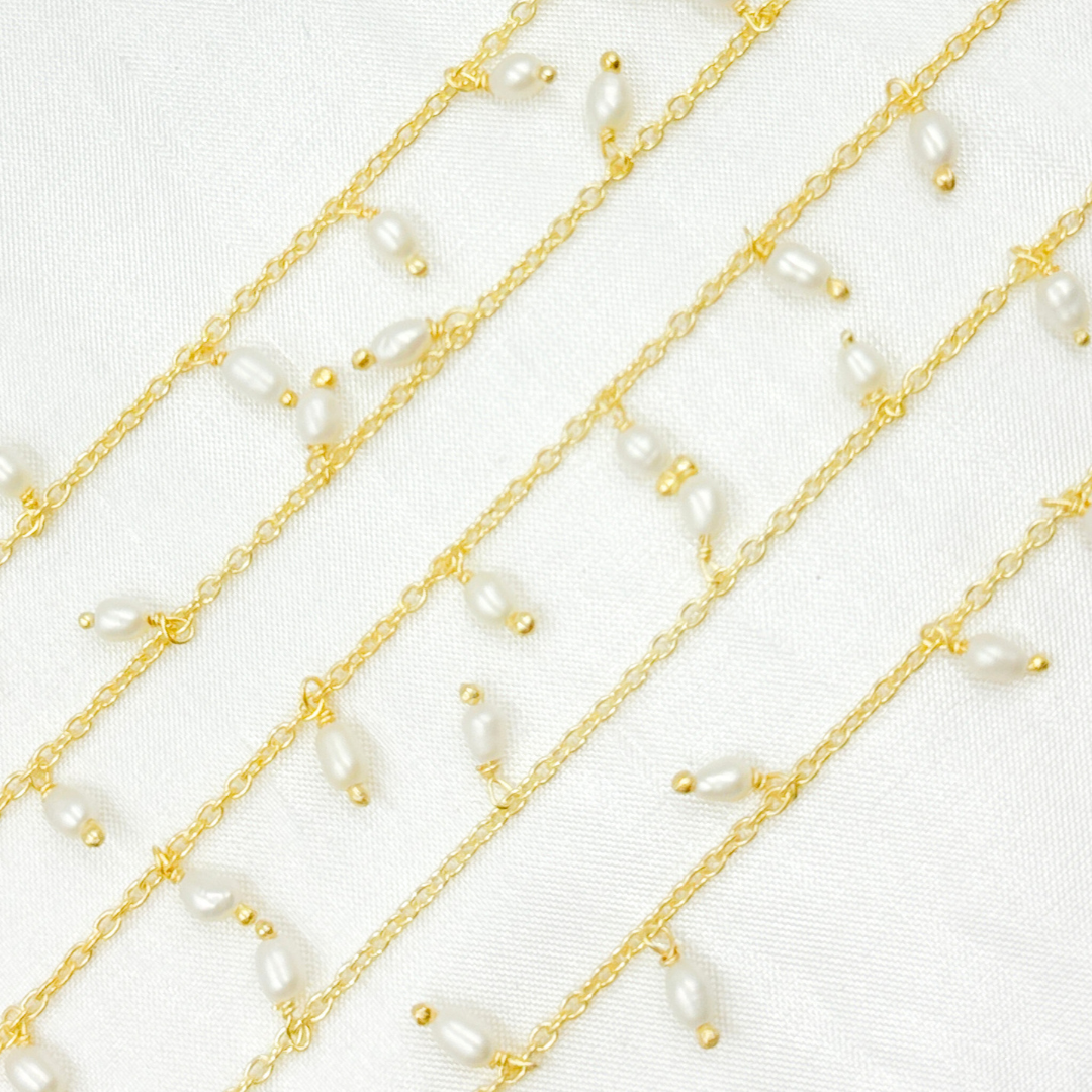 Pearl Dangle Gold Plated 925 Sterling Silver Wire Chain.