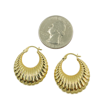 14K Solid Gold Chunky Croissant Hoop