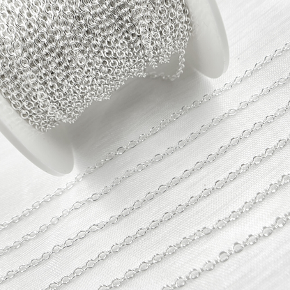 V196SS. Sterling Silver Smooth Oval Link Chain