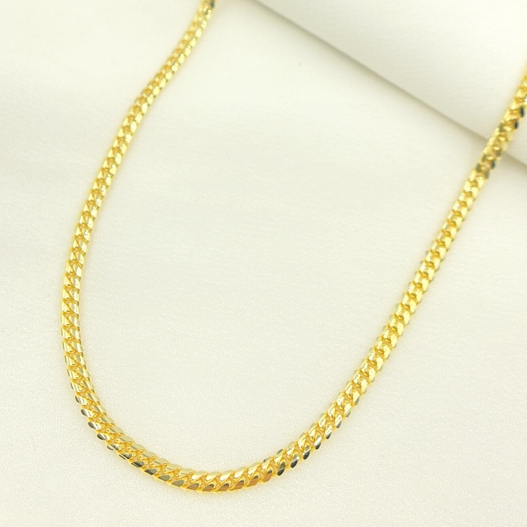 100R04GGA3. 14K Solid Yellow Gold Flat Curb Link Necklace