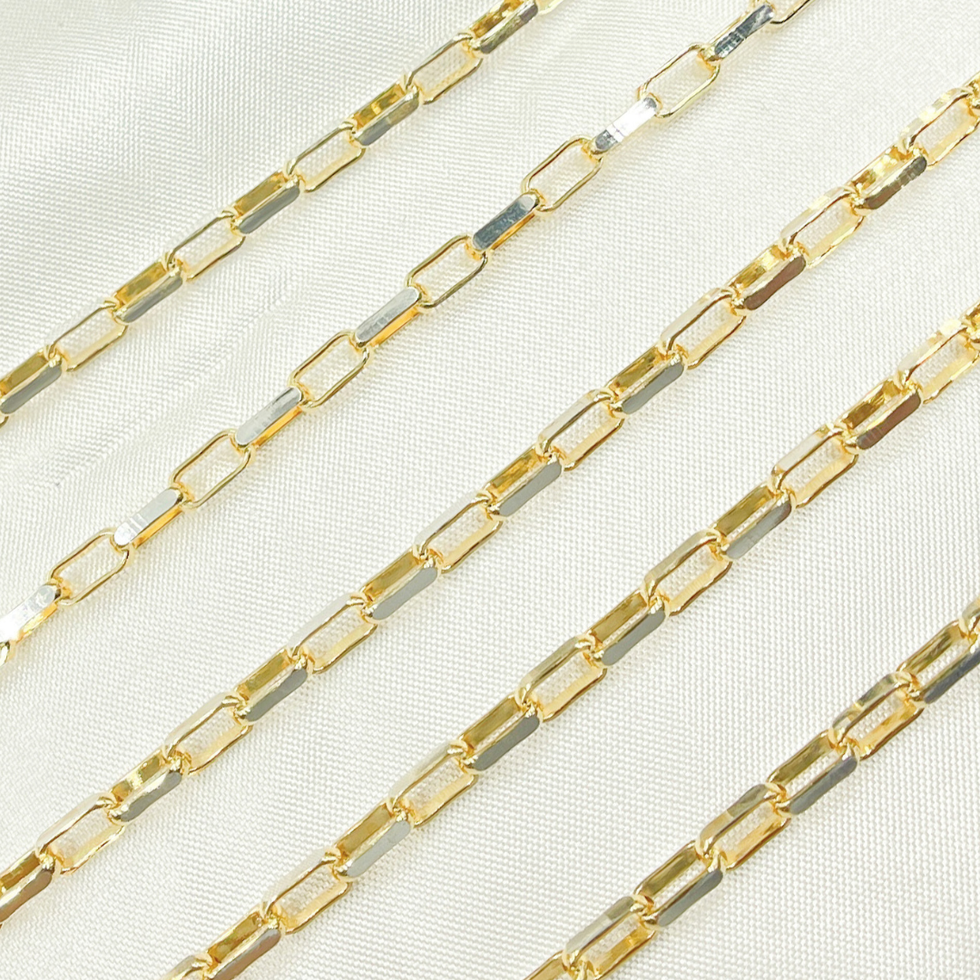 Gold Plated 925 Sterling Silver Flat Oval Link Chain. Z100GS