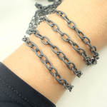 Load image into Gallery viewer, Black Rhodium 925 Sterling Silver Smooth Cable Link Chain. V79BR
