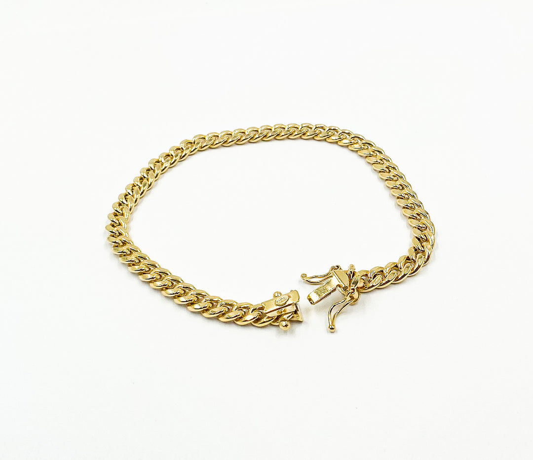 14K Solid Gold Small Curb Bracelet.