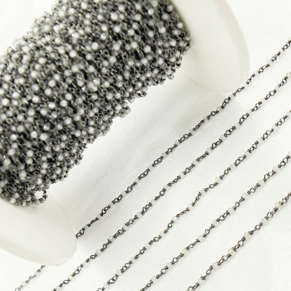White Zircon Oxidized Wire Chain.