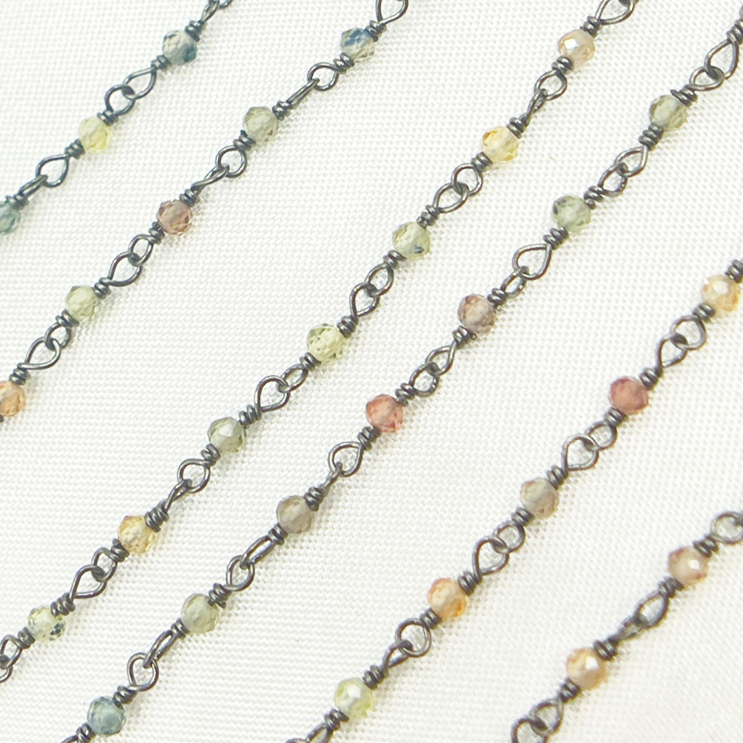 Multi Sapphire Oxidized Wire Chain.