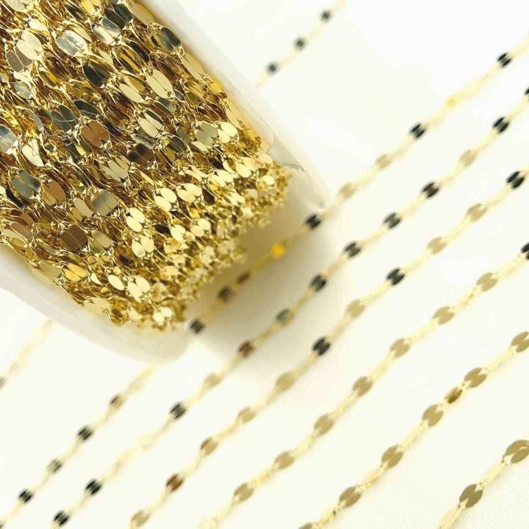 14K Solid Gold Flat Marina Link Unfinished Chain