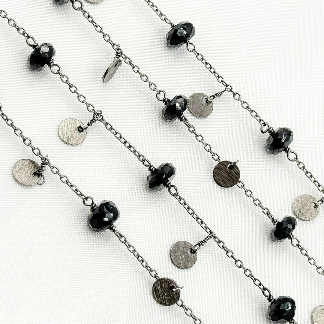 Black Spinel and Dangle Disc Oxidized Wire Chain.