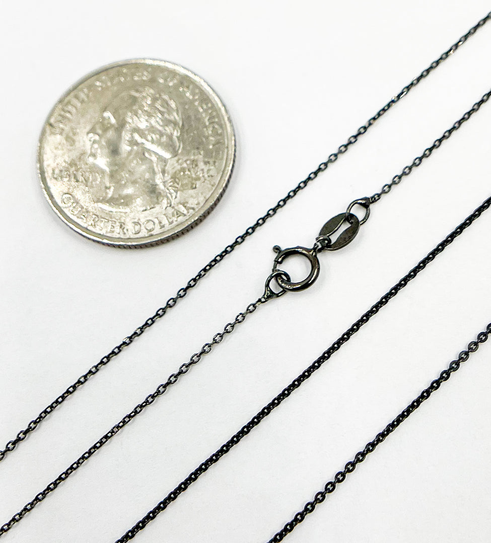 Black Rhodium 925 Sterling Silver Cable Finished Necklace. 13Necklace