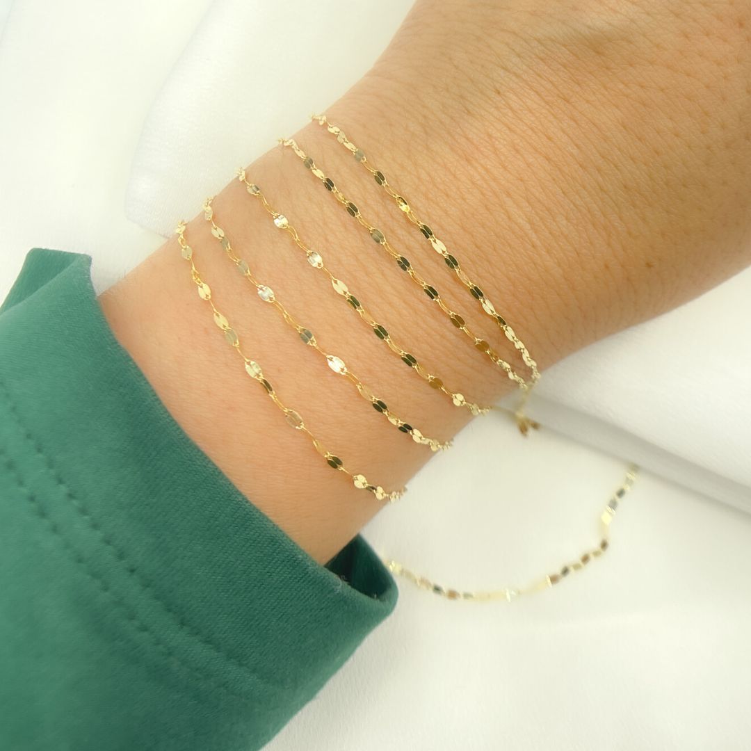025FV10byFt. 14K Solid Gold Flat Marina Link Unfinished Chain