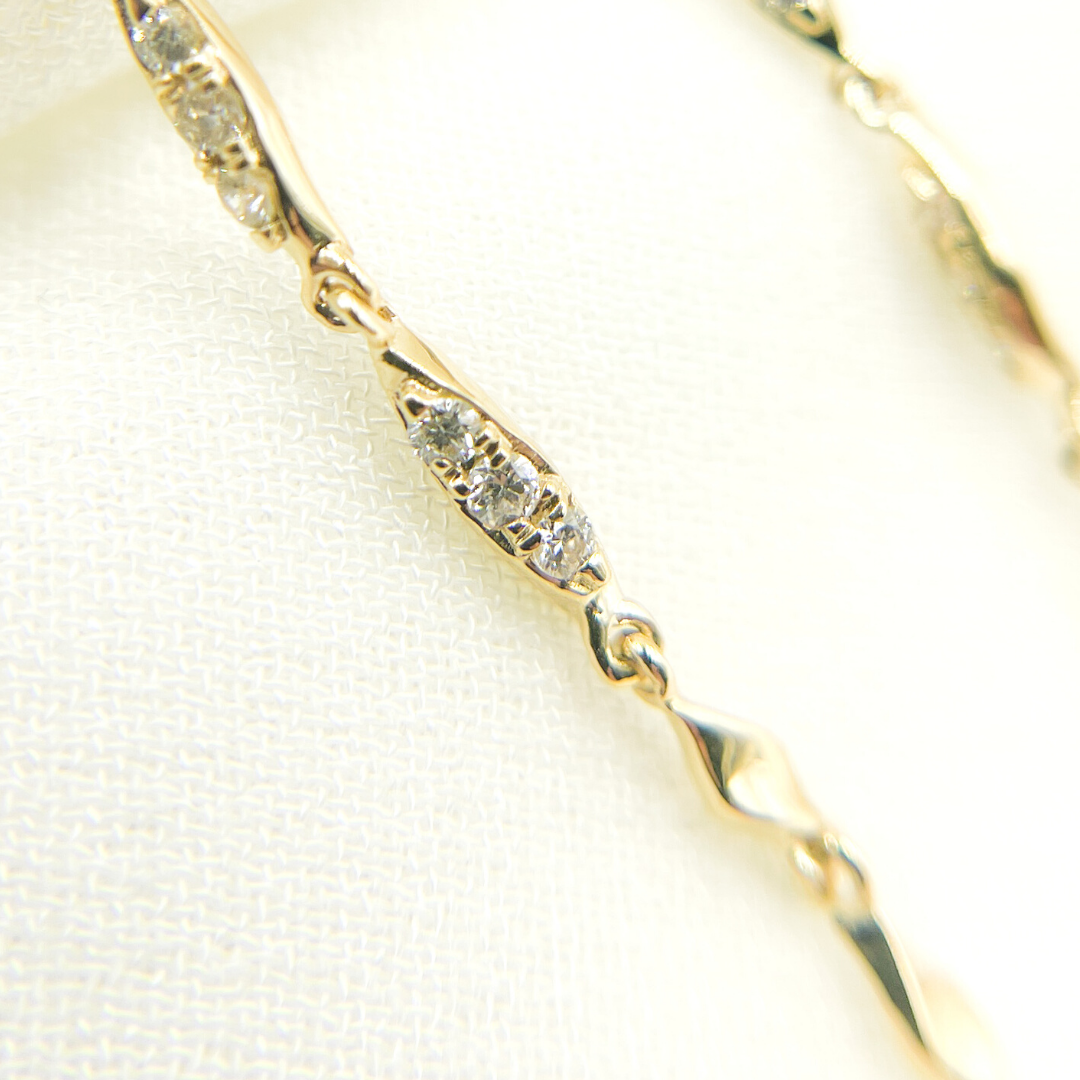 14K Solid Gold and Diamonds Threader Earrings.