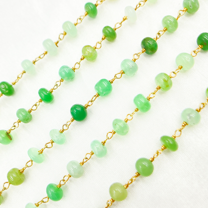 Chrysoprase Smooth Gold Plated Wire Chain