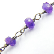 Amethyst Gemstone Oxidized 925 Sterling Silver Wire Chain