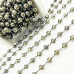 Load image into Gallery viewer, Pyrite Faceted Round Shape Oxidized Wire Chain. PYR47
