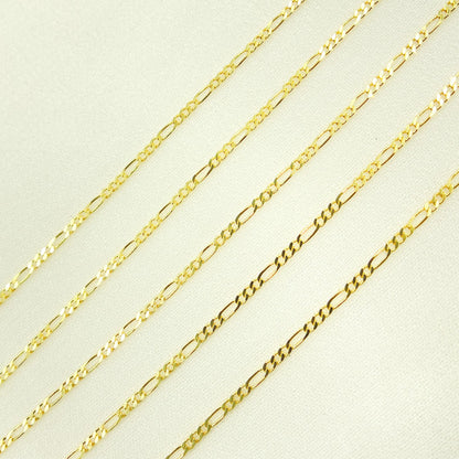 14K Solid Yellow Gold Figaro Link Chain