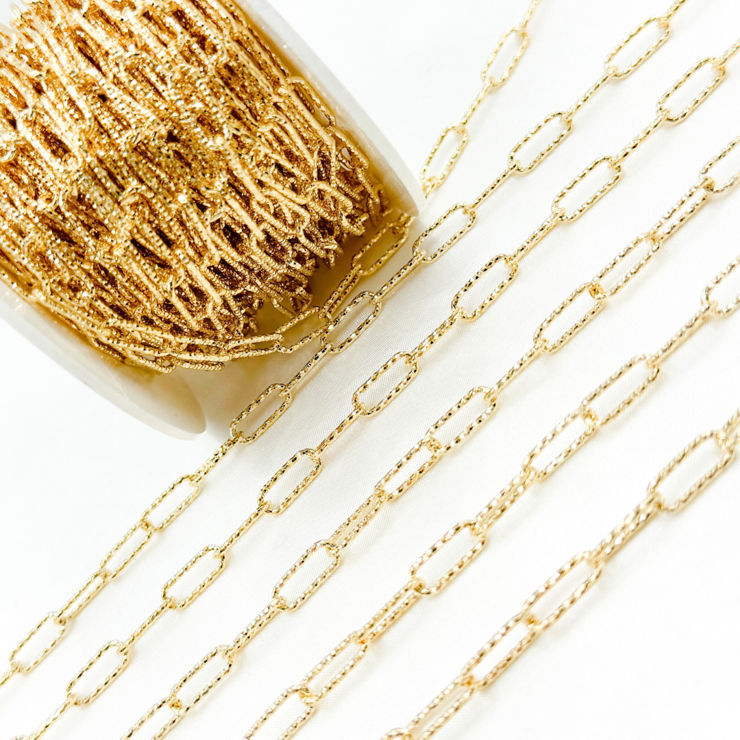 Gold Plated 925 Sterling Silver Diamond Cut Paperclip Chain. V9GP