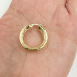 Load image into Gallery viewer, 14K Solid Gold Flat Diamond Cut Hoop Earrings