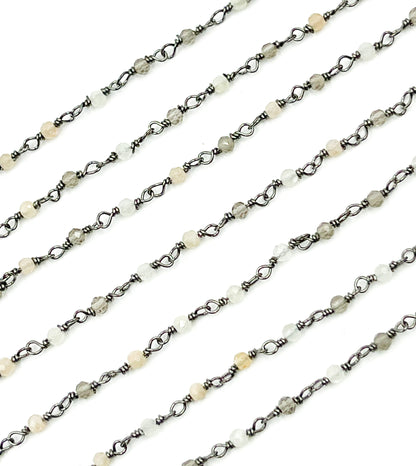 Multi Moon Stone Wire Wrap Chain
