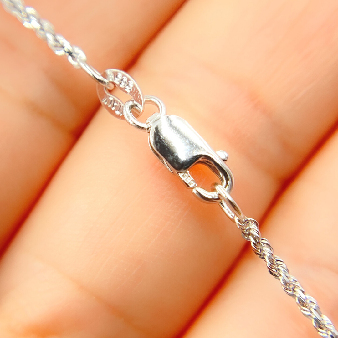 025CRDP0L8LWG. 14K Solid White Gold Rope Chain