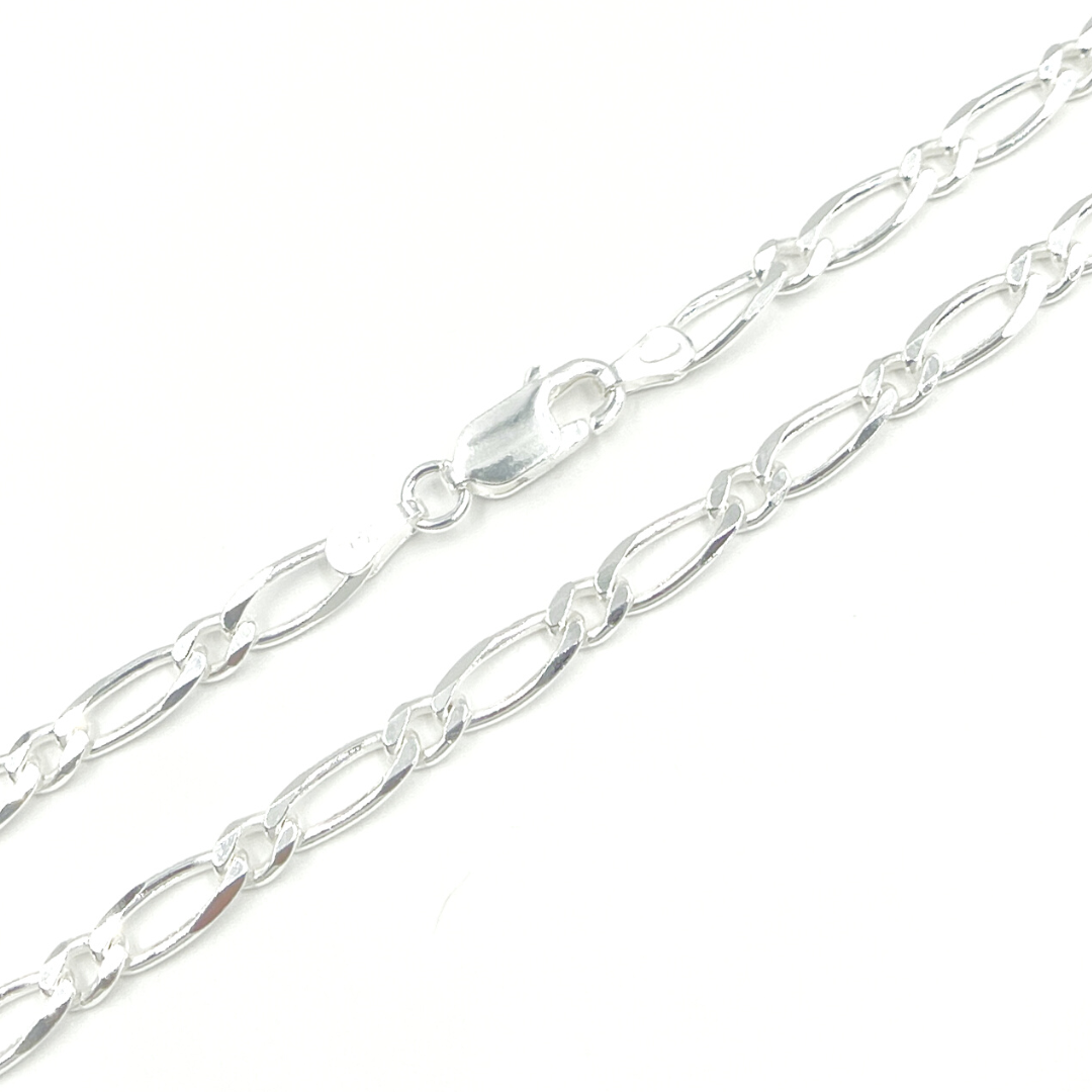 Z74FNecklace. 925 Sterling Silver Figaro Diamond Cut Necklace