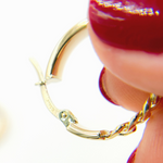 Load image into Gallery viewer, 14K Solid Gold Hoop with Flat and Curb section