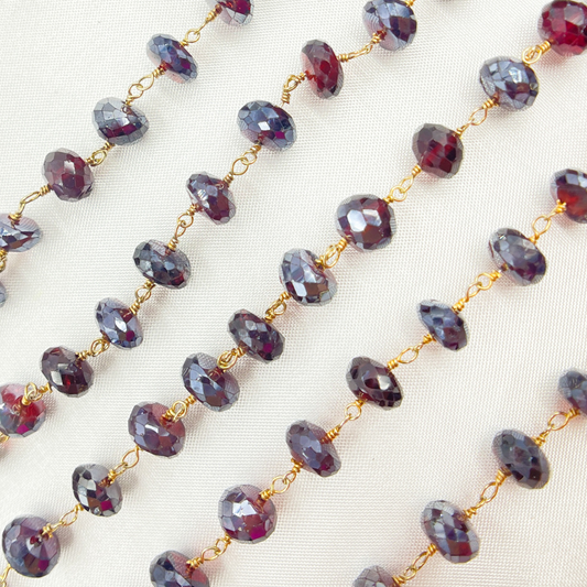 Coated Garnet Gold Plated Wire Chain