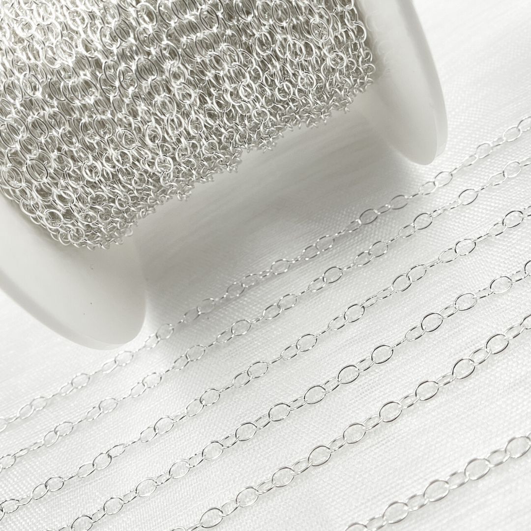 V190SS. Sterling Silver Smooth Oval Link Chain