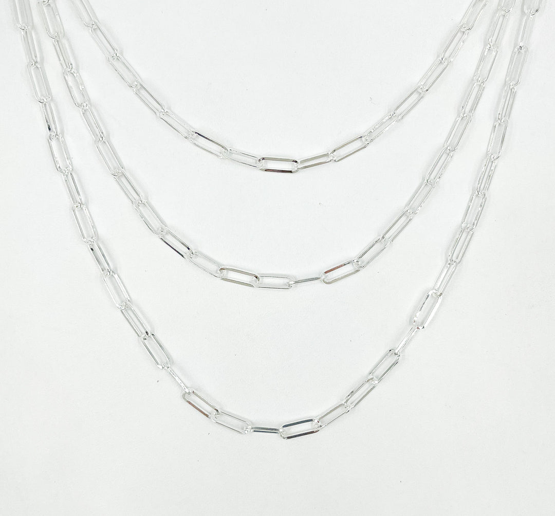 925 Sterling Silver Flat Paperclip Chain. V11SS