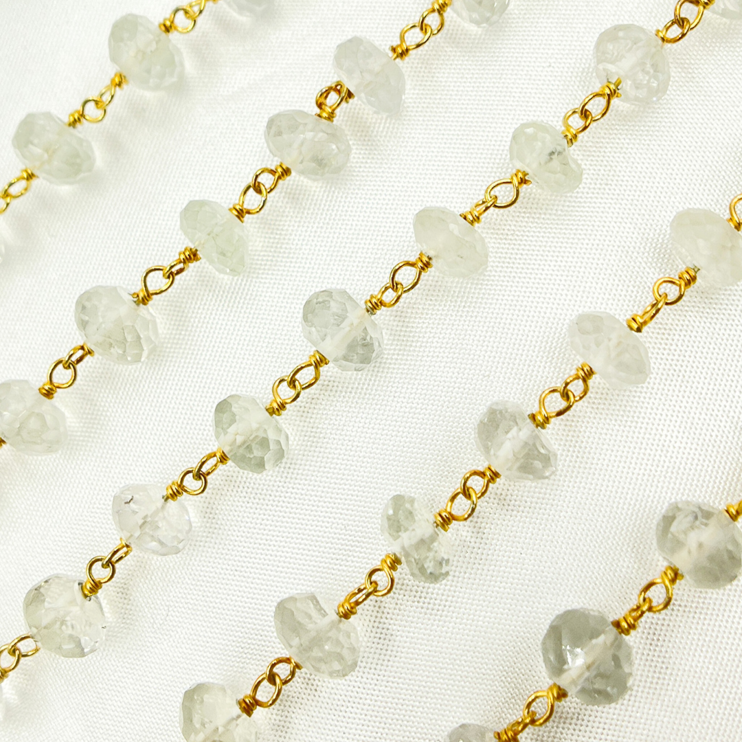 Crystal Rondel Gold Plated Wire Chain.
