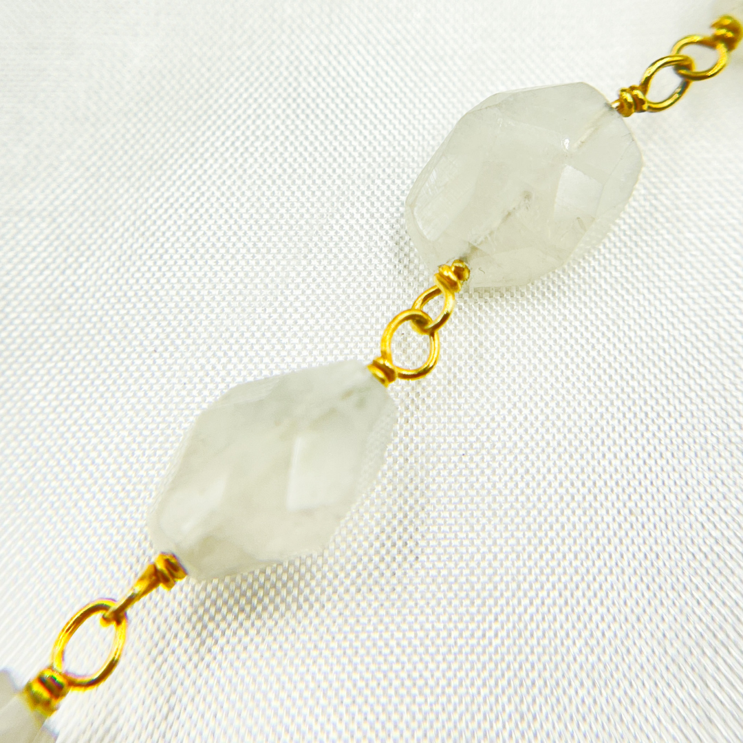 Moonstone Oval Shape Gold Plated Wire Chain
