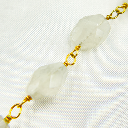 Moonstone Oval Shape Gold Plated Wire Chain