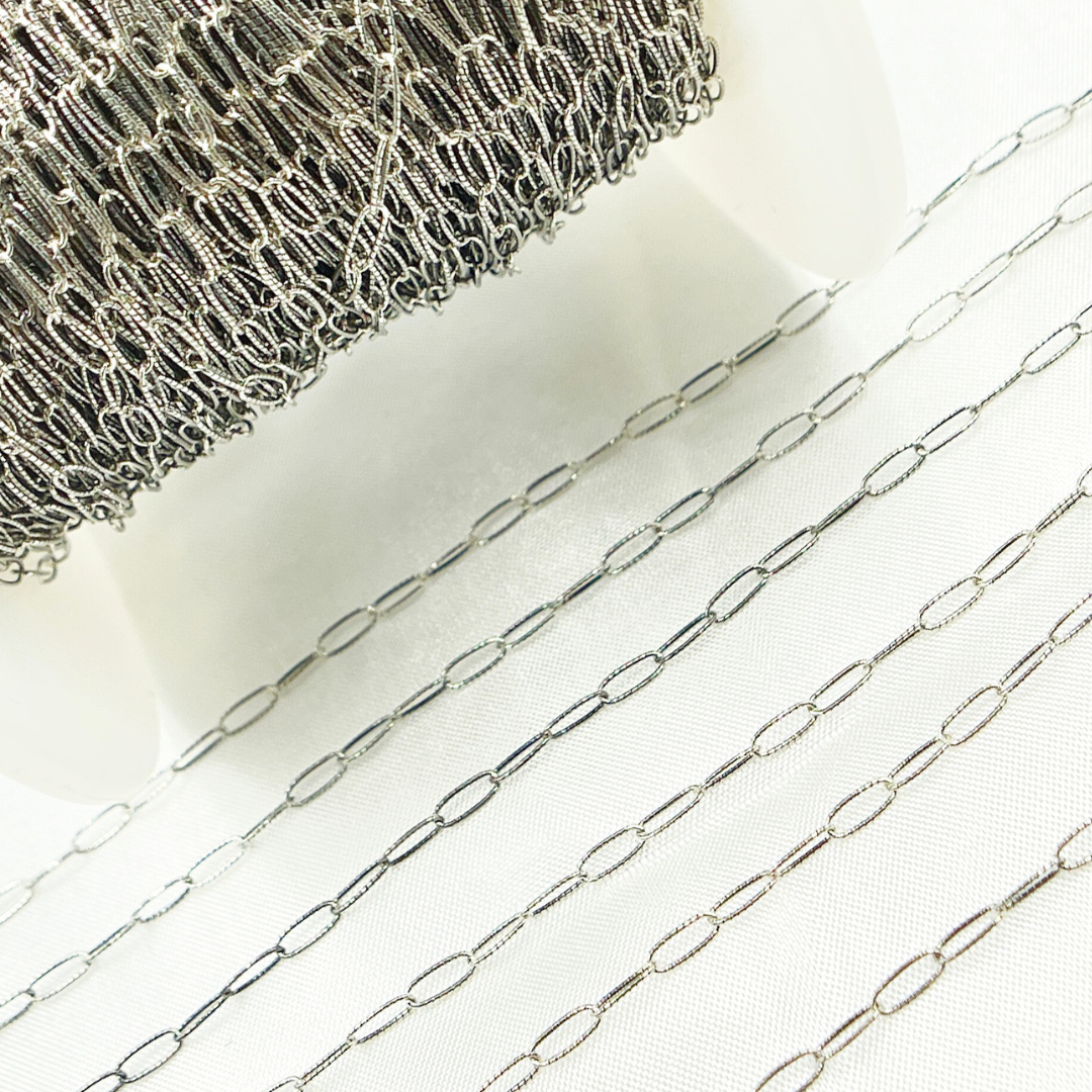 Oxidized Sterling Silver Hammered Paperclip Chain