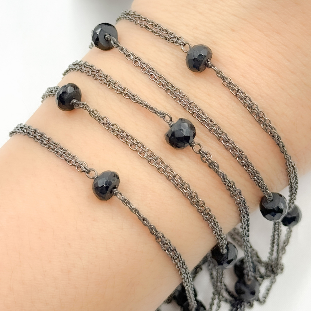 Black Spinel Double Oxidized Connected Wire Chain.