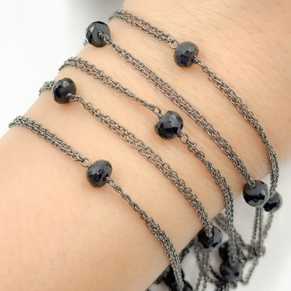 Black Spinel Double Oxidized Connected Wire Chain.