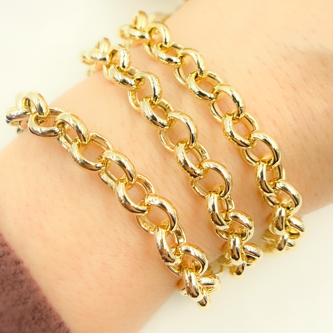 Gold Plated 925 Sterling Silver Rolo Link Chain. V48GP