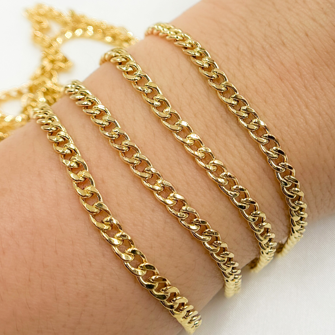 Gold Plated 925 Sterling Silver Curb Chain. V43GP