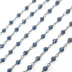 Load image into Gallery viewer, Blue Sun Stone Black Rhodium 925 Sterling Silver Wire Chain. BLS1
