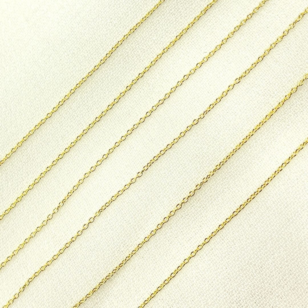 14K Solid Gold Cable Link Chain. 020R01LGbyFt