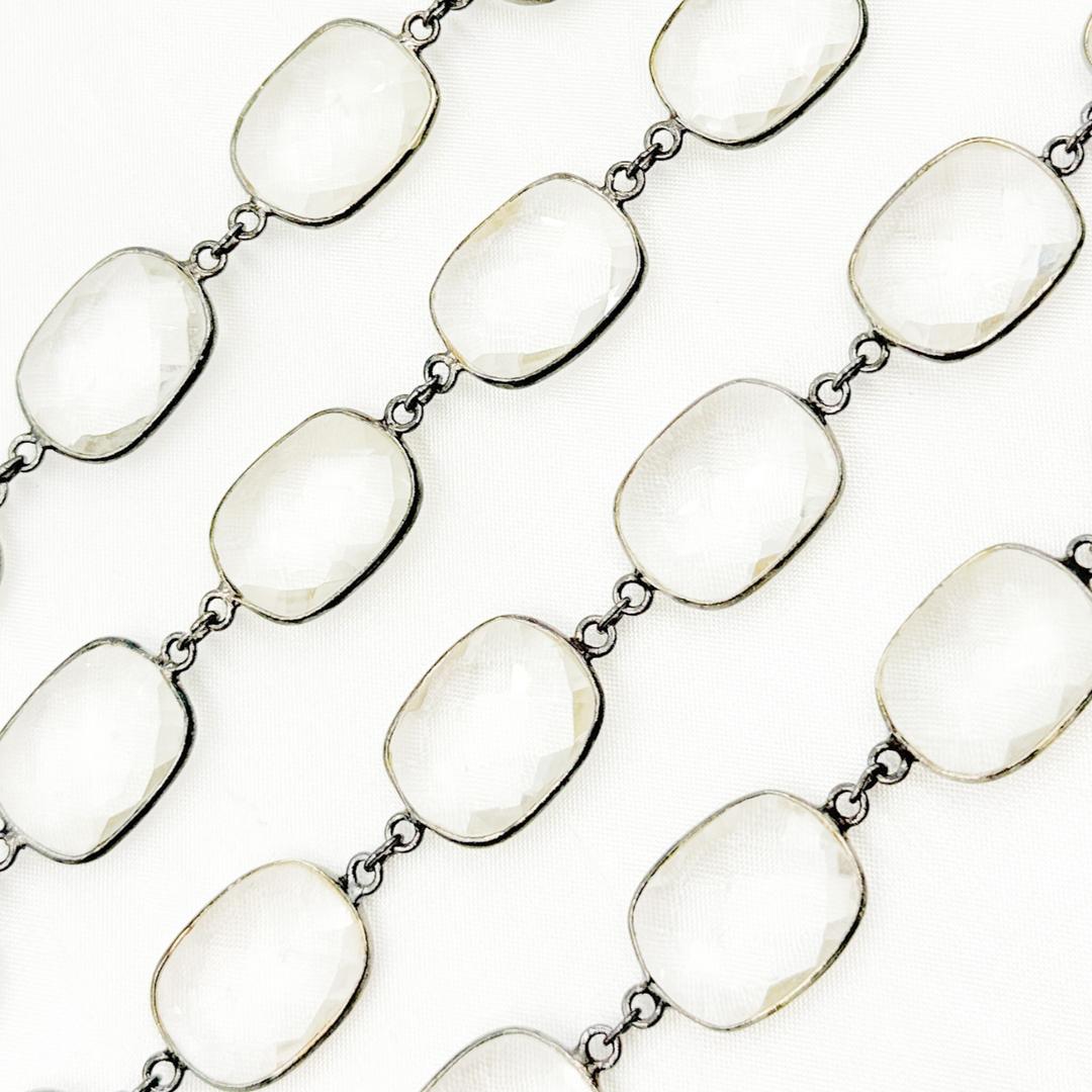 Crystal Rectangle Shape Bezel Oxidized Wire Chain. CR40