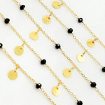 Load image into Gallery viewer, Black Spinel and Dangle Disc Gold Plated Wire Chain. BSP34
