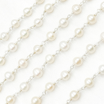 Load image into Gallery viewer, White Pearl Round 925 Sterling Silver Wire Chain. PRL57
