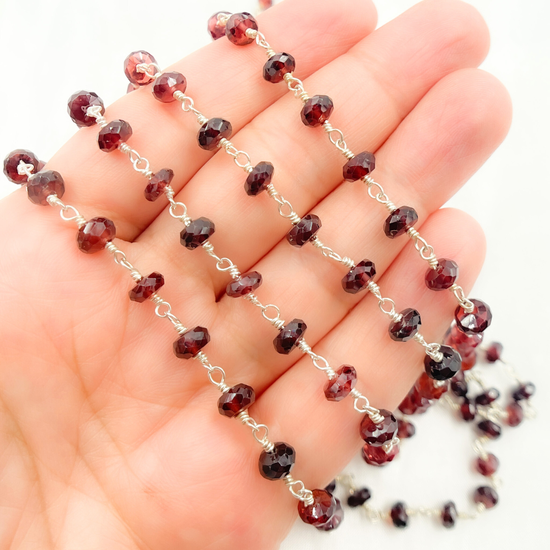 Garnet 925 Sterling Silver Wire Chain