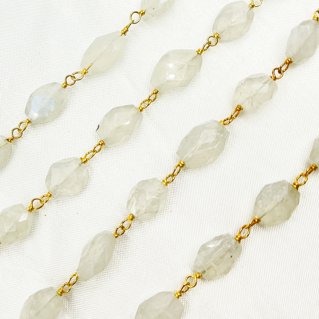 Moonstone Oval Shape Gold Plated Wire Chain
