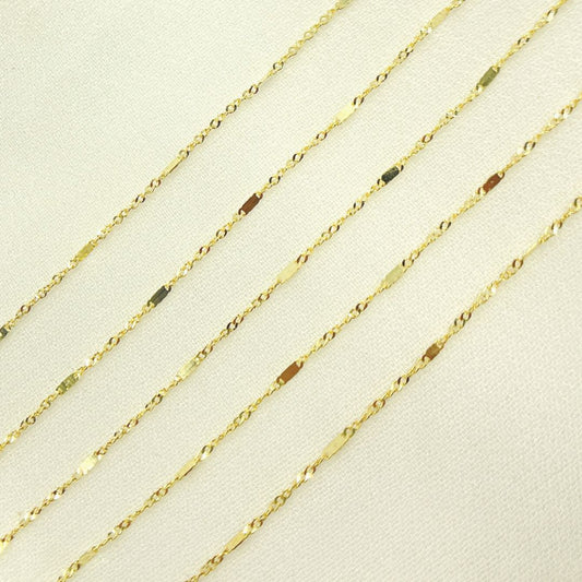 14K Solid Gold Flat Bar & Singapore Link Chain