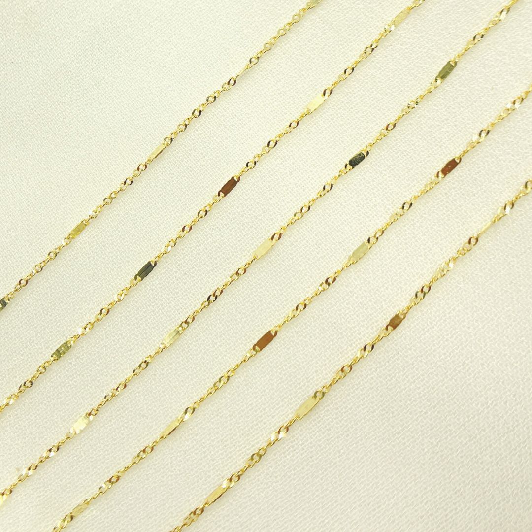 14K Solid Gold Flat Bar & Singapore Link Chain