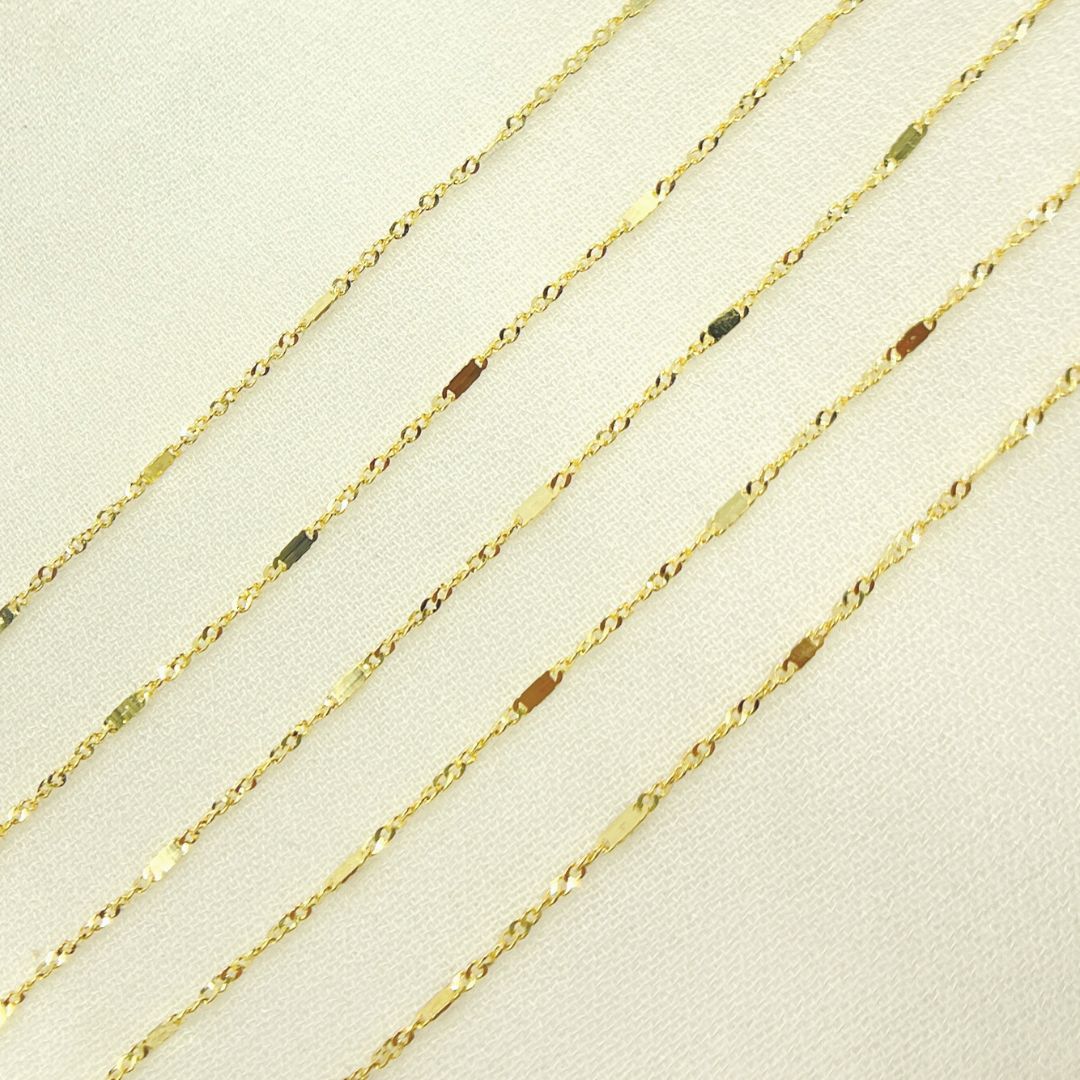 14K Solid Gold Flat Bar & Singapore Link Unfinished Chain. 024GNBUS1T2byFt